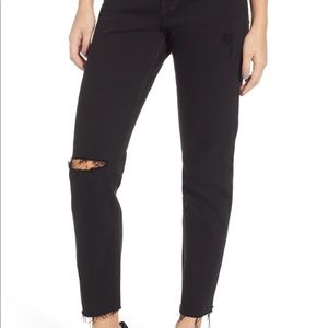 Levi’s wedgies icon fit high waist black ripped jeans
